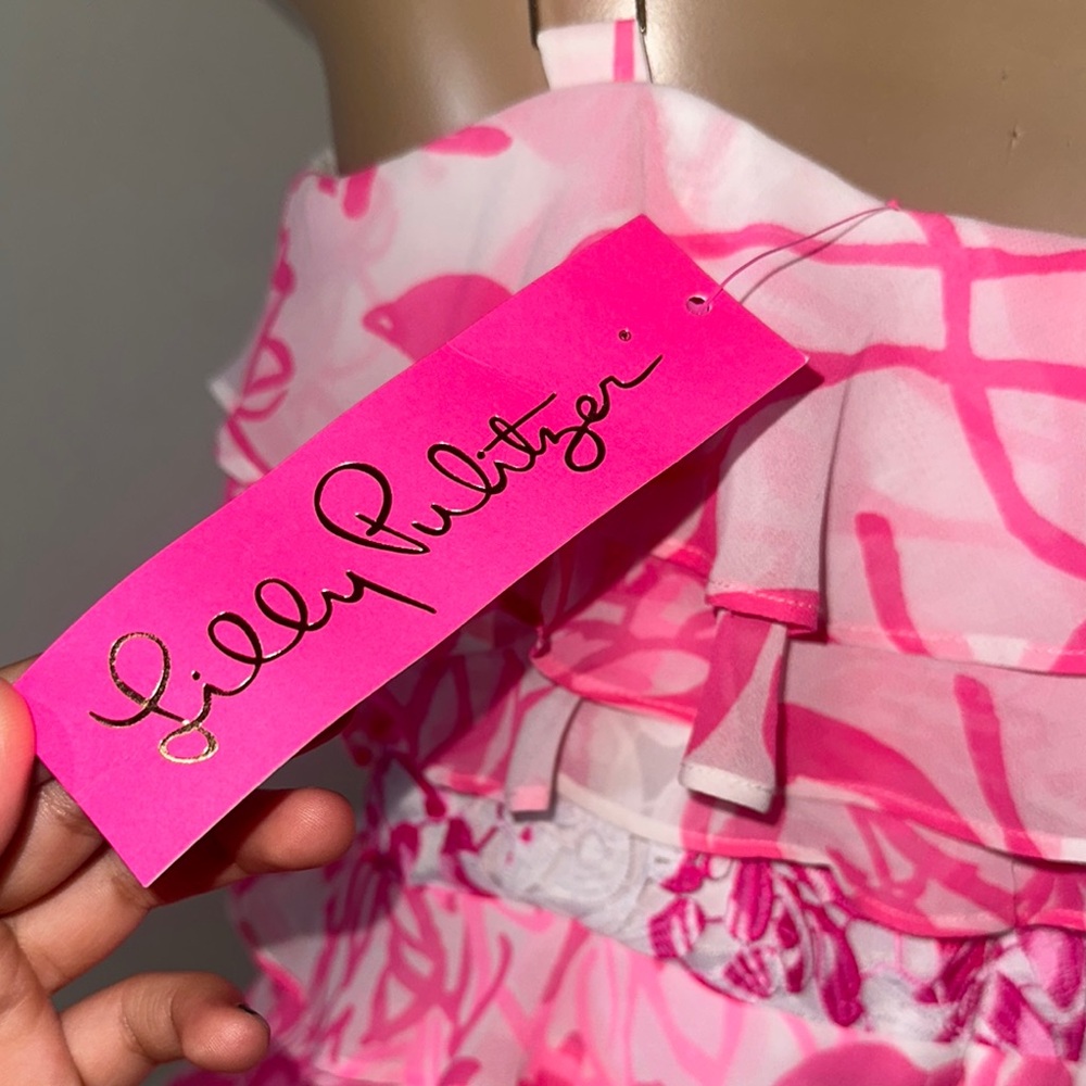Lilly Pulitzer Pink and White Ruffled Blouse - Picture 3 of 3